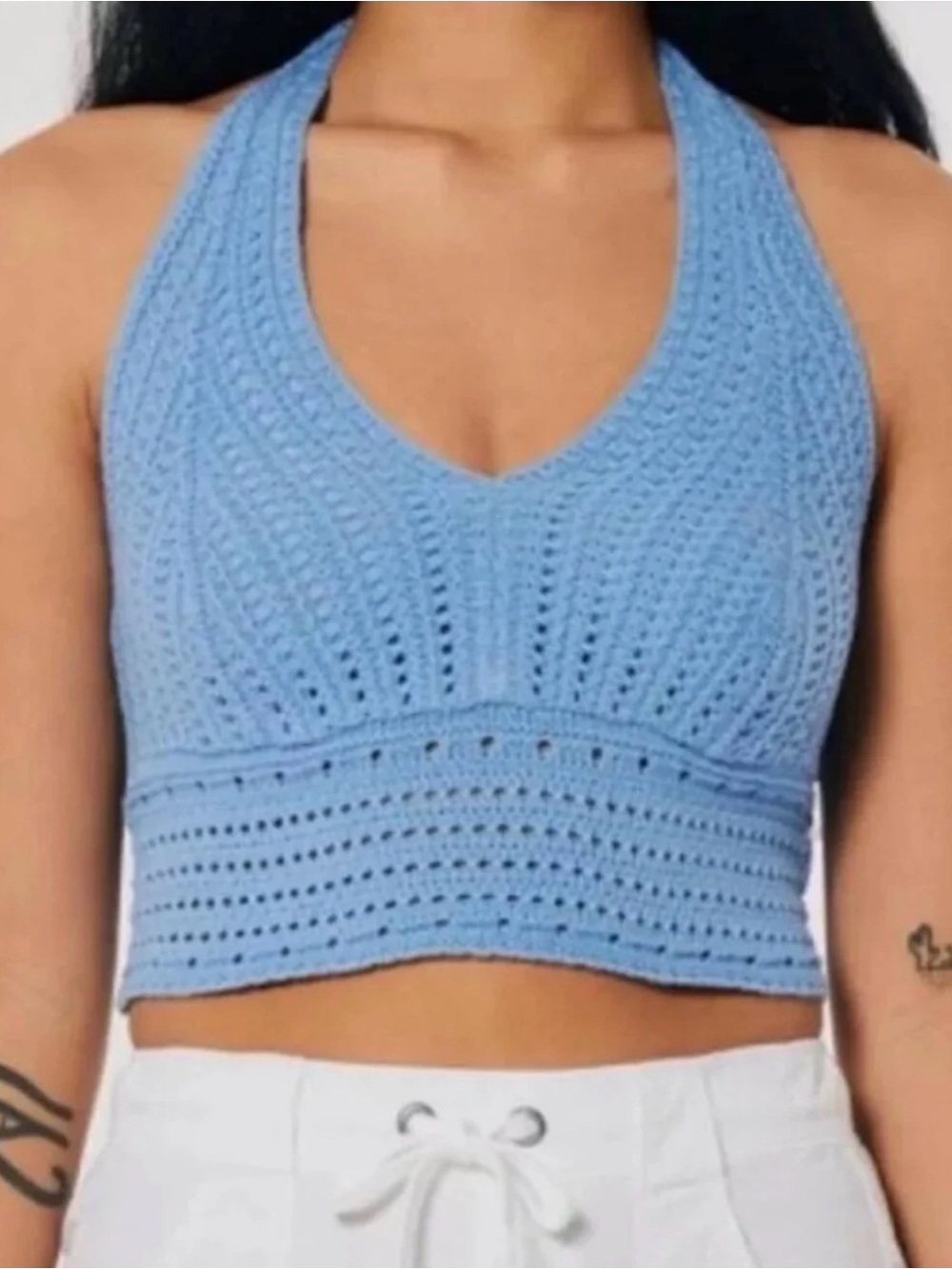 Hollister Blue Crochet Halter Top